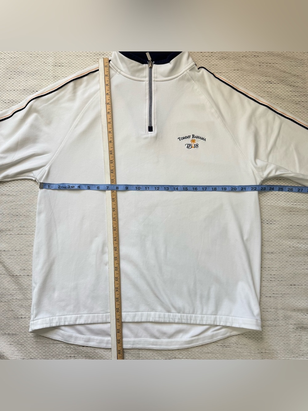 Tommy Bahama Golf 18 Quarter Zip Sweatshirt Men’s Large White Performance Preppy - Picture 5 of 6